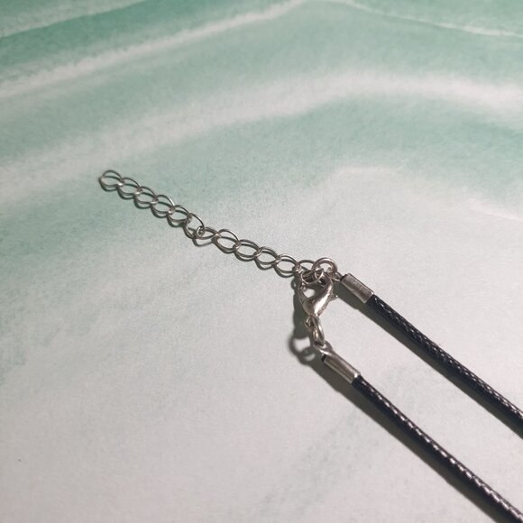 Turquoise Acrylic Pendant Necklace With Adjustable Black Cord & Lobster Clasp - Picture 2 of 4